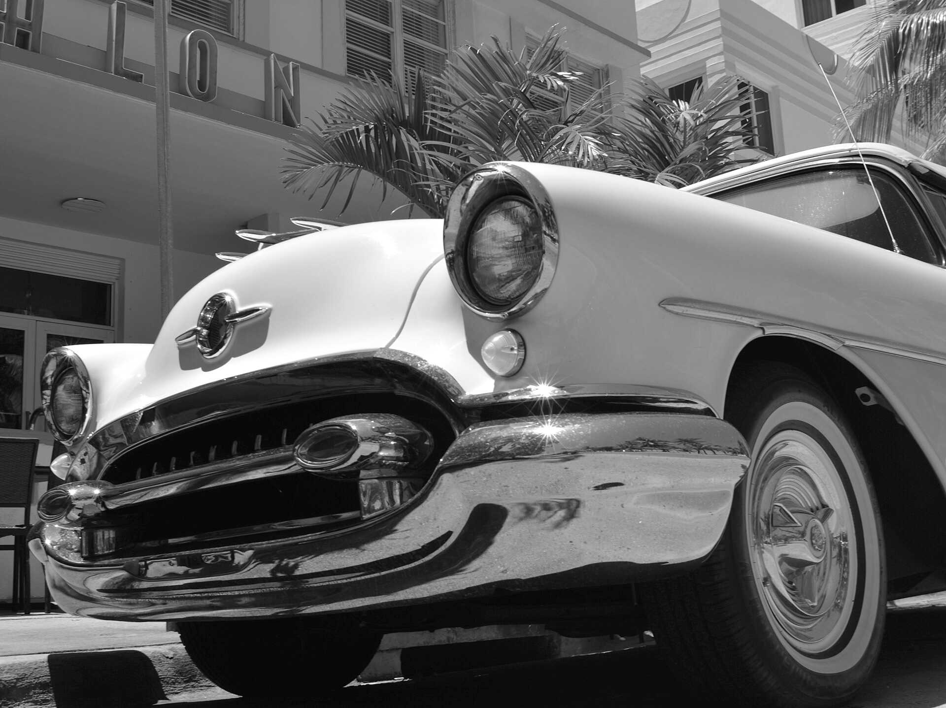 Classic car parked in South Beach, Miami