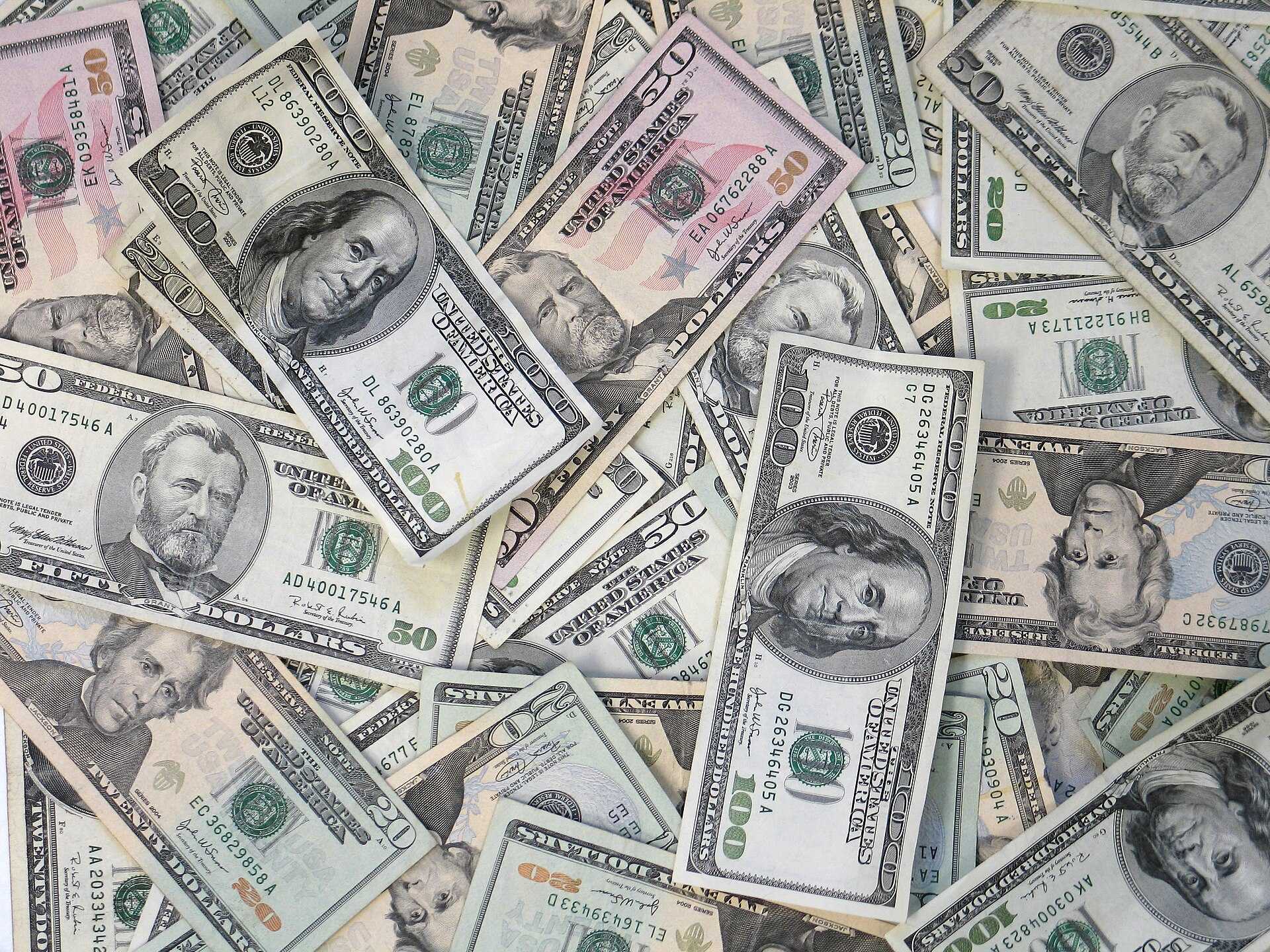 Pile of US dollar banknotes