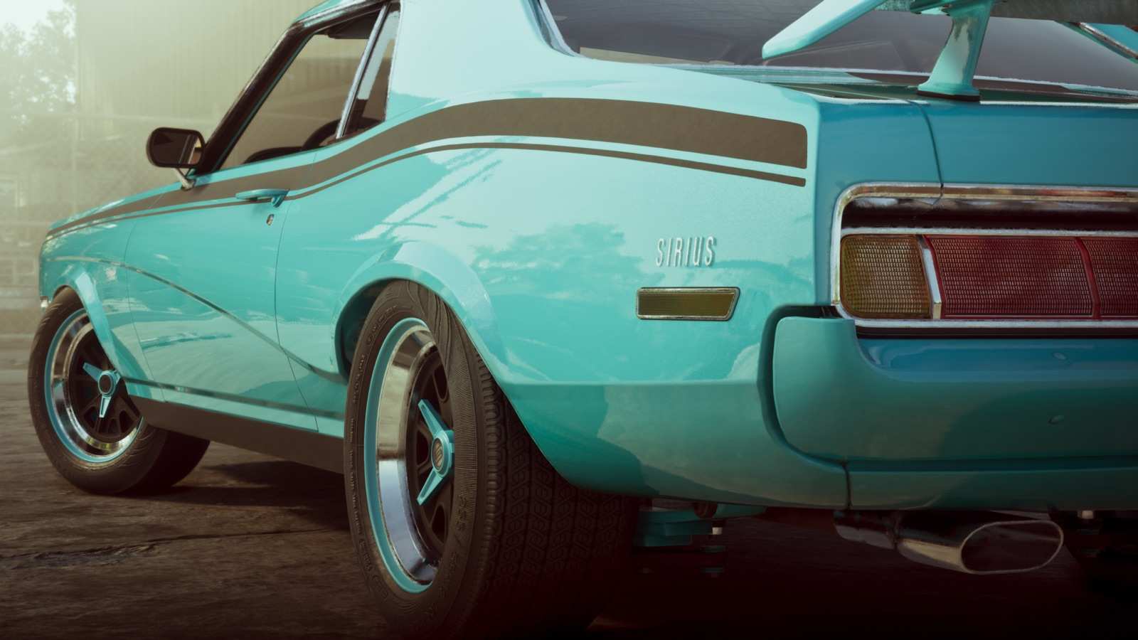 A turquoise muscle car from Wyman's car collection